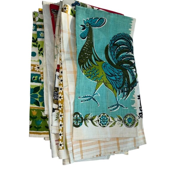 Vintage LINEN NEW golden yellow window pane plai tea dish towel - Picture 6 of 6